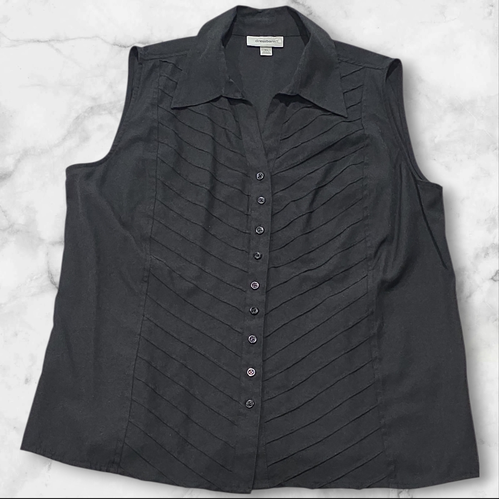 Dress Barn Black Sleeveless Button-UP Blouse  Shirt Top Size Xtra Large (XL) E35